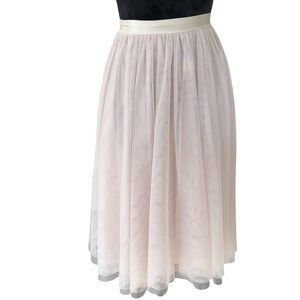 H&M A-Line‎ Mesh Blush Pink Lined Fairycore Feminine Romantic Midi Skirt Sz 6